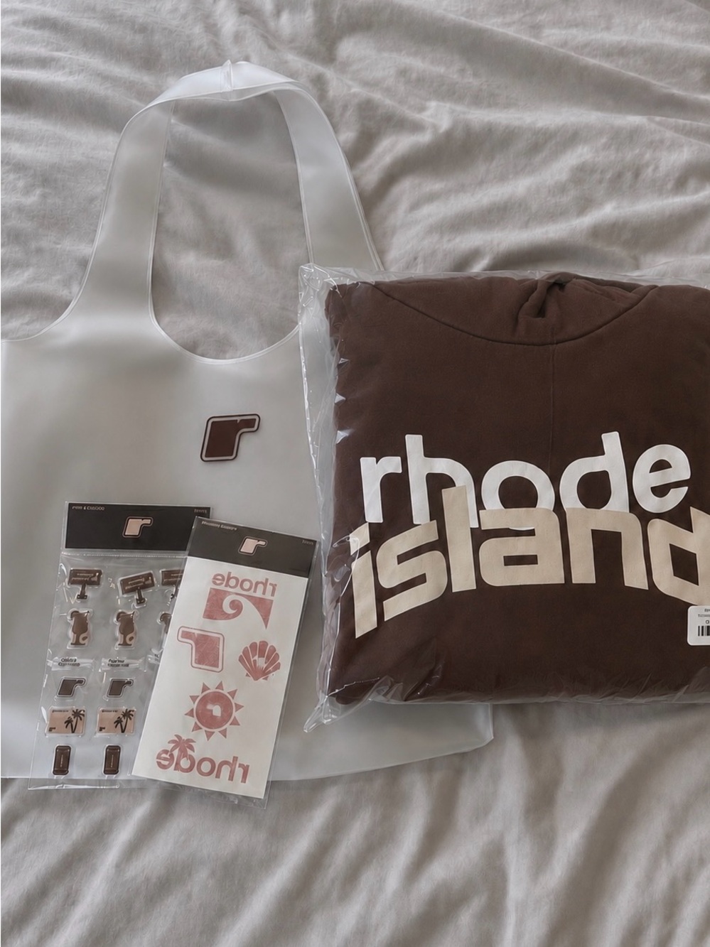 RHODE Brown Hoodie with White Graphic Logo